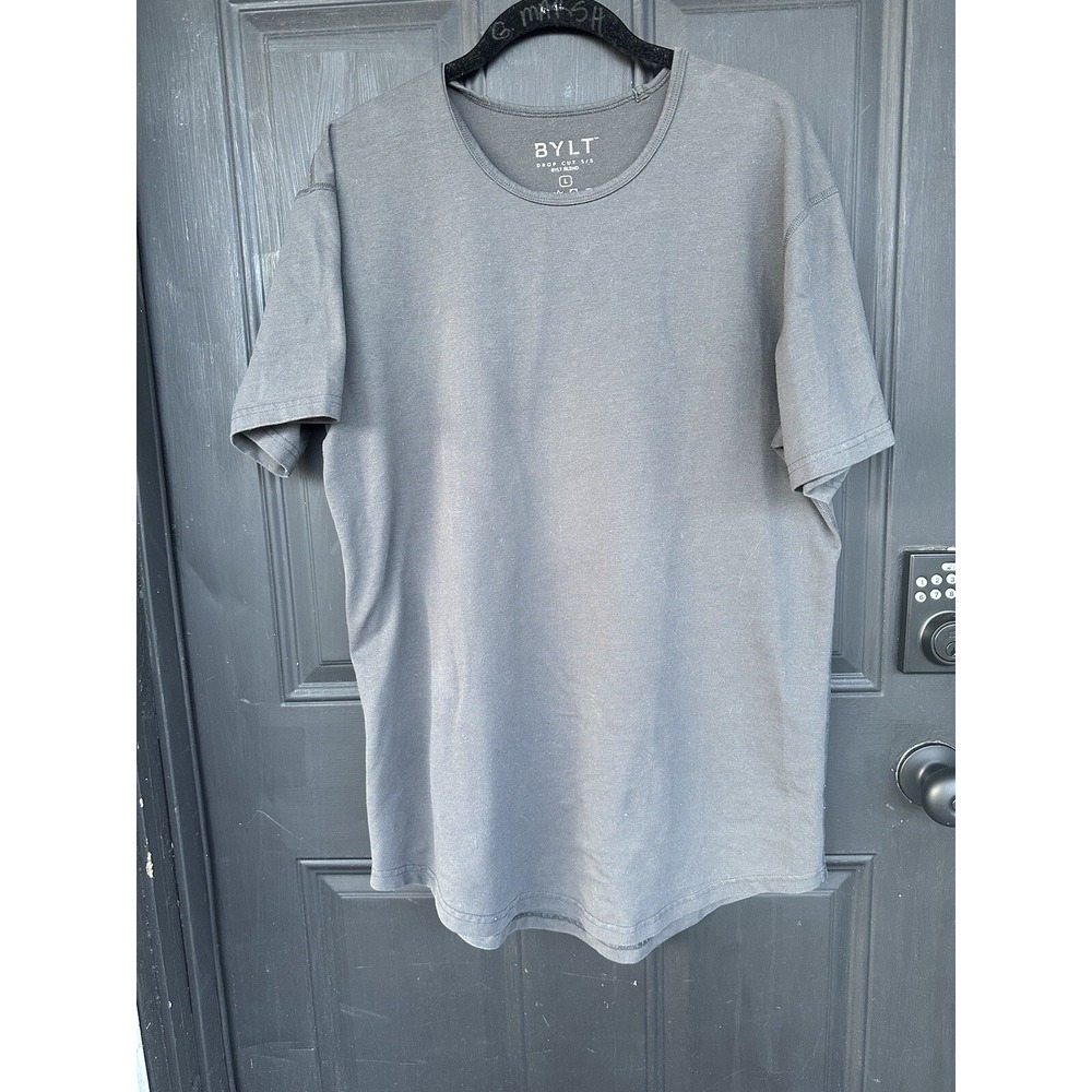 BYLT Shirt Men's Large Gray‎ Drop Cut S/S Blend Short Sleeve Crew PILING